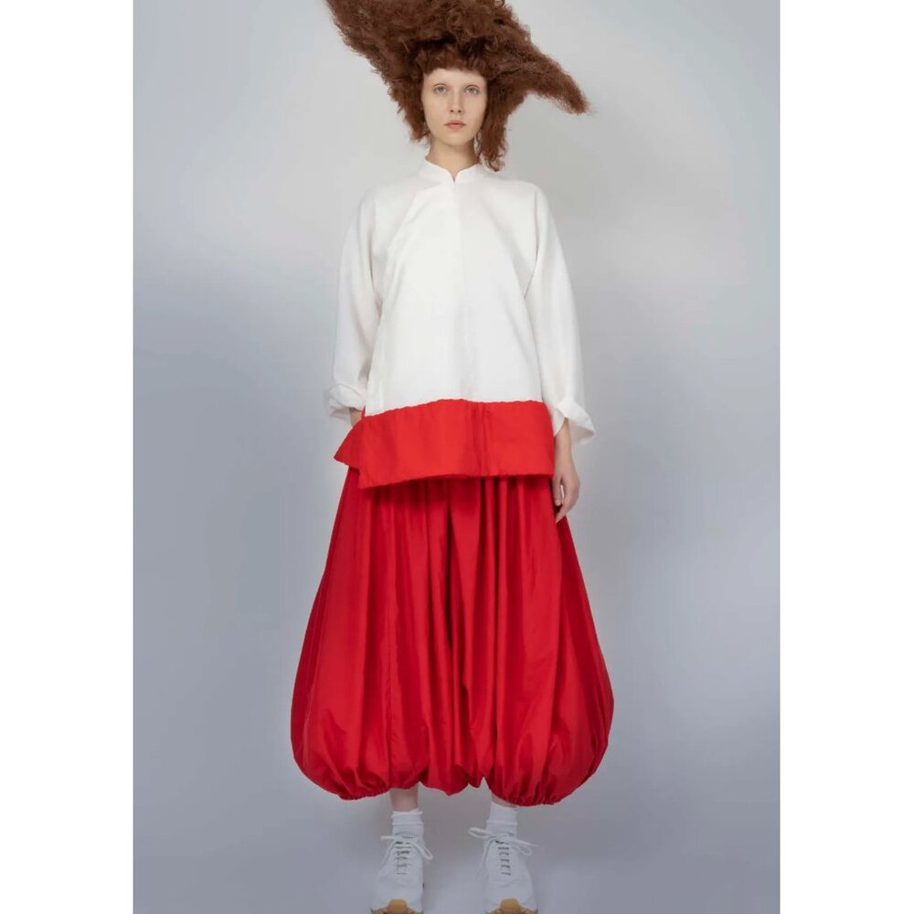 COMME DES GARCONS White Twill Mandarin Kimono Oversized Top Coat Jacket S